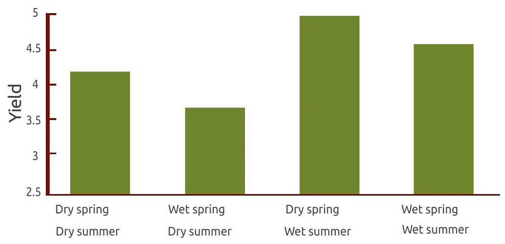 A chart showing how weather influences yield loss due to take-all disease